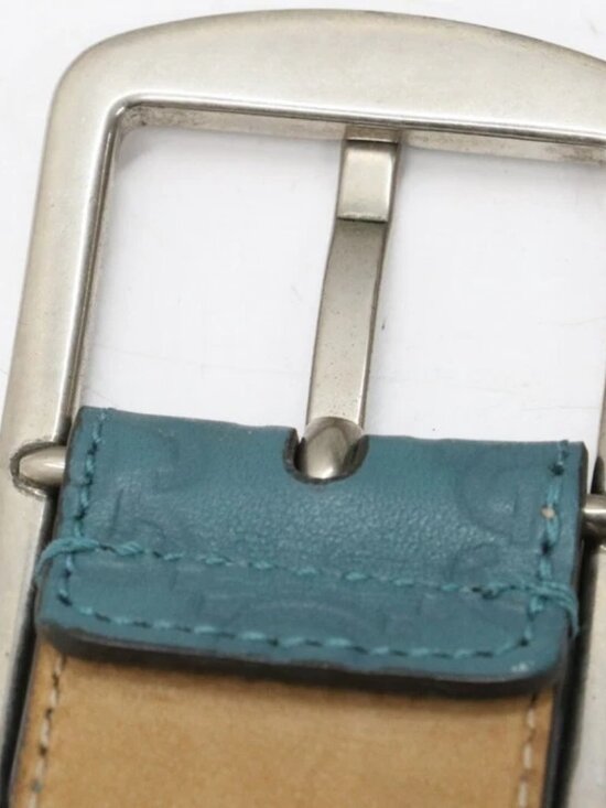 GUCCI Microguccissima Embossed Teal Leather Belt Size 95-38 main image 8